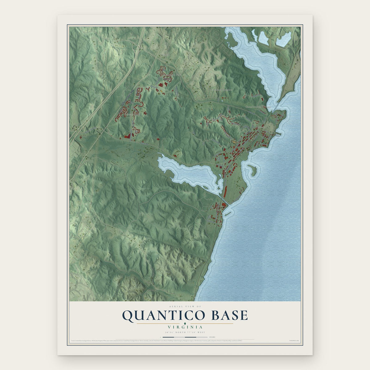 Quantico Base, Virginia map print, the full design
