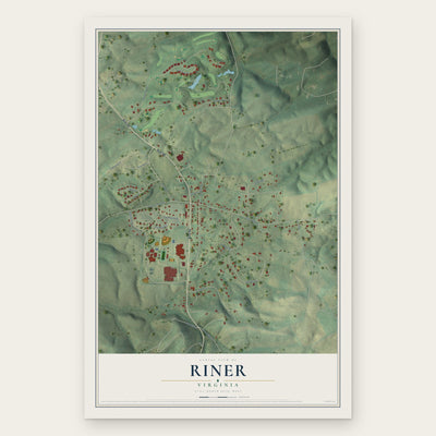 Riner, Virginia map print, the full design