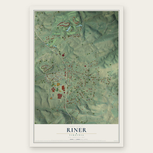 Riner, Virginia map print, the full design