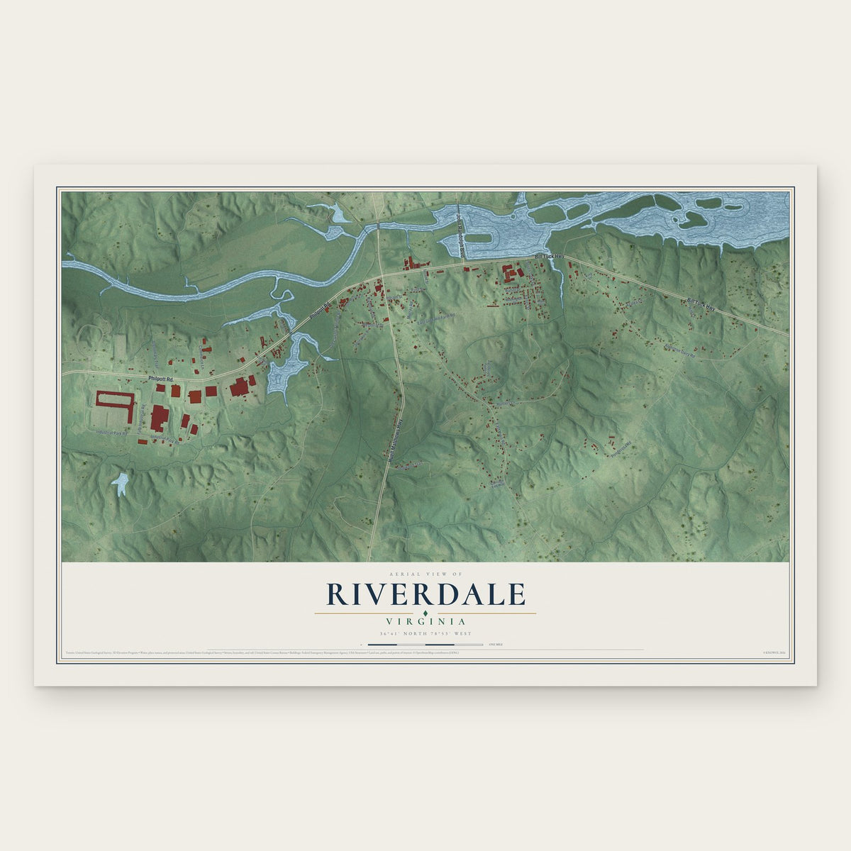 Riverdale, Virginia map print, the full design
