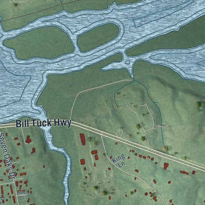 Close-up of the map of Riverdale, Virginia print showing street and building detail