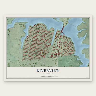 Riverview, Norfolk, Virginia map print, the full design