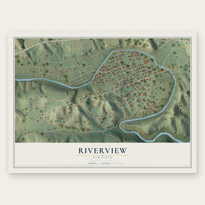 Riverview, Virginia map print, the full design