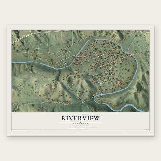 Riverview, Virginia map print, the full design