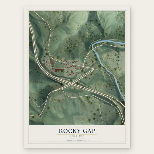 Rocky Gap, Virginia map print, the full design