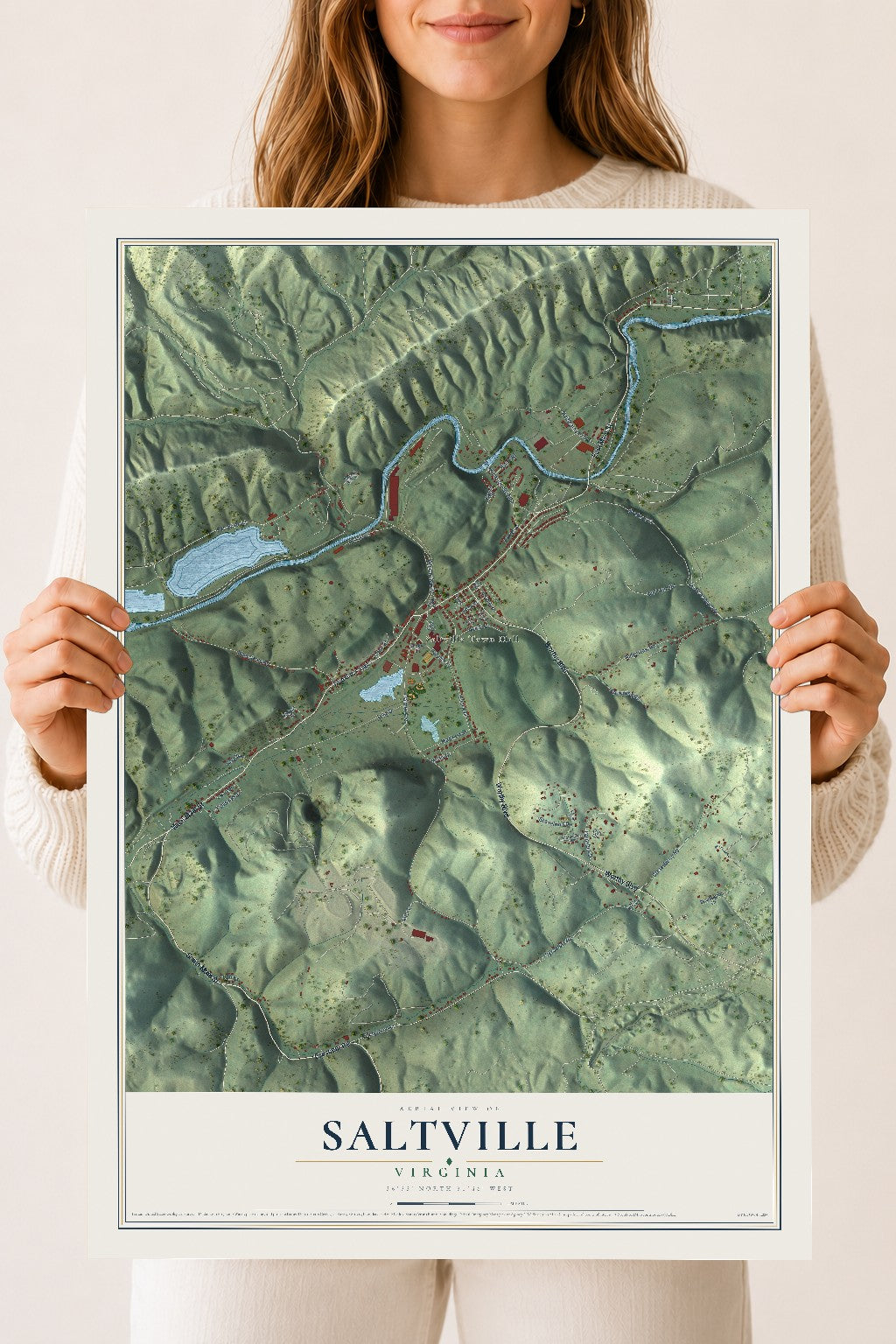 Map of Saltville, Virginia, 18 x 24 inch unframed archival matte print