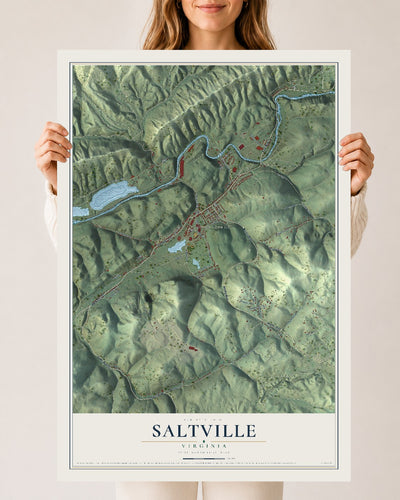 Map of Saltville, Virginia, 24 x 36 inch unframed archival matte print
