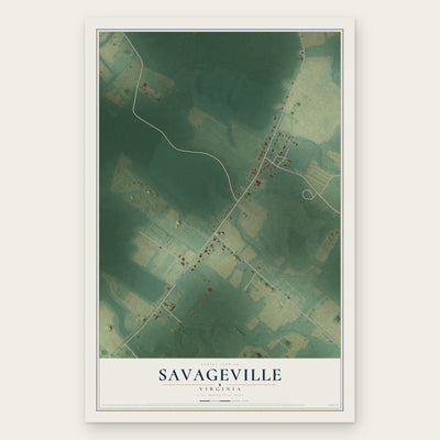 Savageville, Virginia map print, the full design