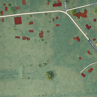 Close-up of the map of Scottsburg, Virginia print showing street and building detail