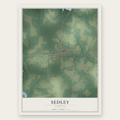 Sedley, Virginia map print, the full design