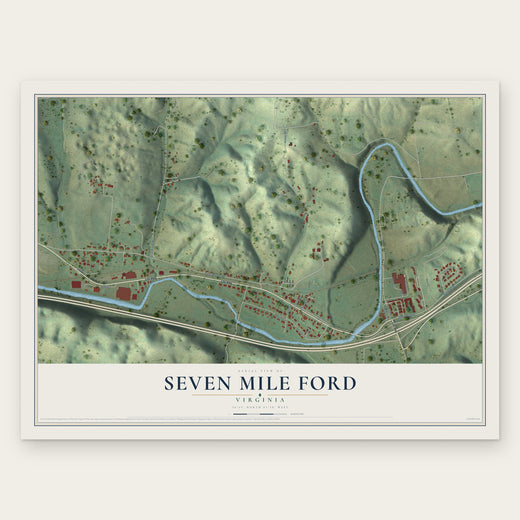 Seven Mile Ford, Virginia map print, the full design