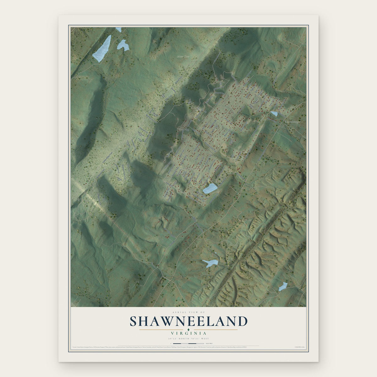 Shawneeland, Virginia map print, the full design