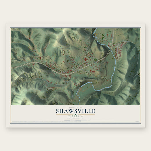 Shawsville, Virginia map print, the full design