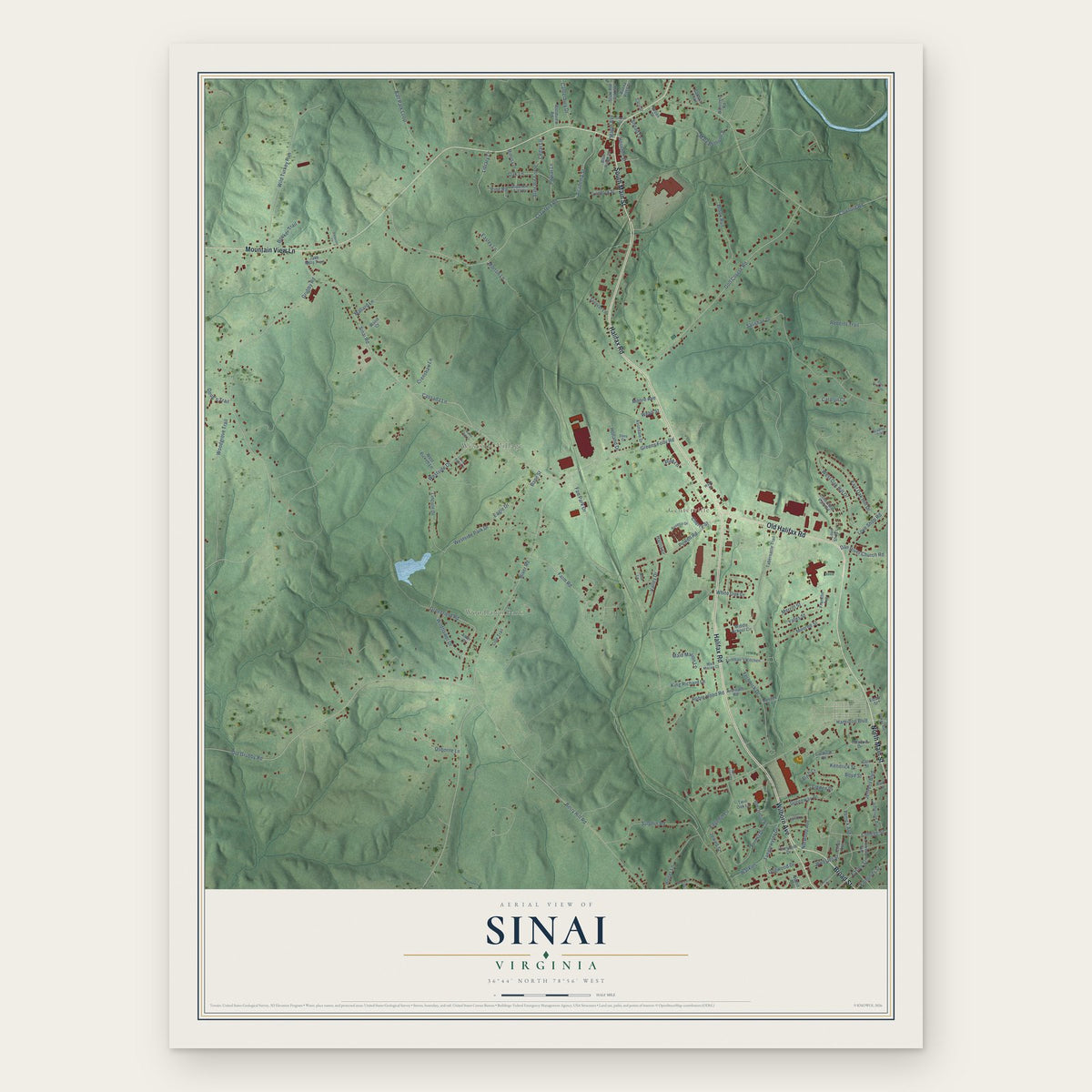 Sinai, Virginia map print, the full design
