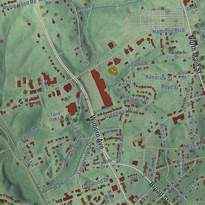 Close-up of the map of Sinai, Virginia print showing street and building detail