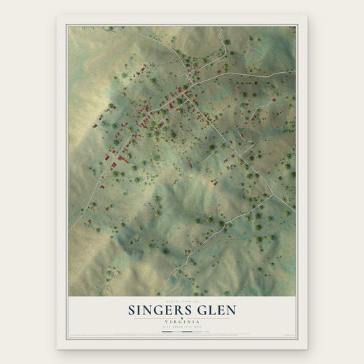 Singers Glen, Virginia map print, the full design