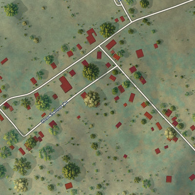 Close-up of the map of Singers Glen, Virginia print showing street and building detail