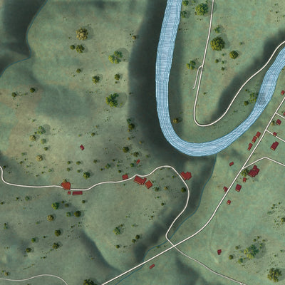 Close-up of the map of Snowville, Virginia print showing street and building detail