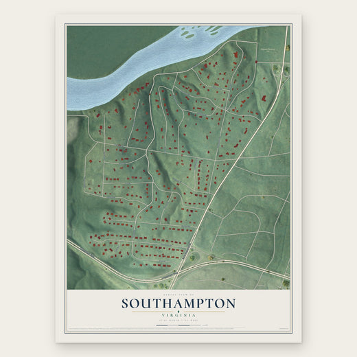 Southampton, Virginia map print, the full design