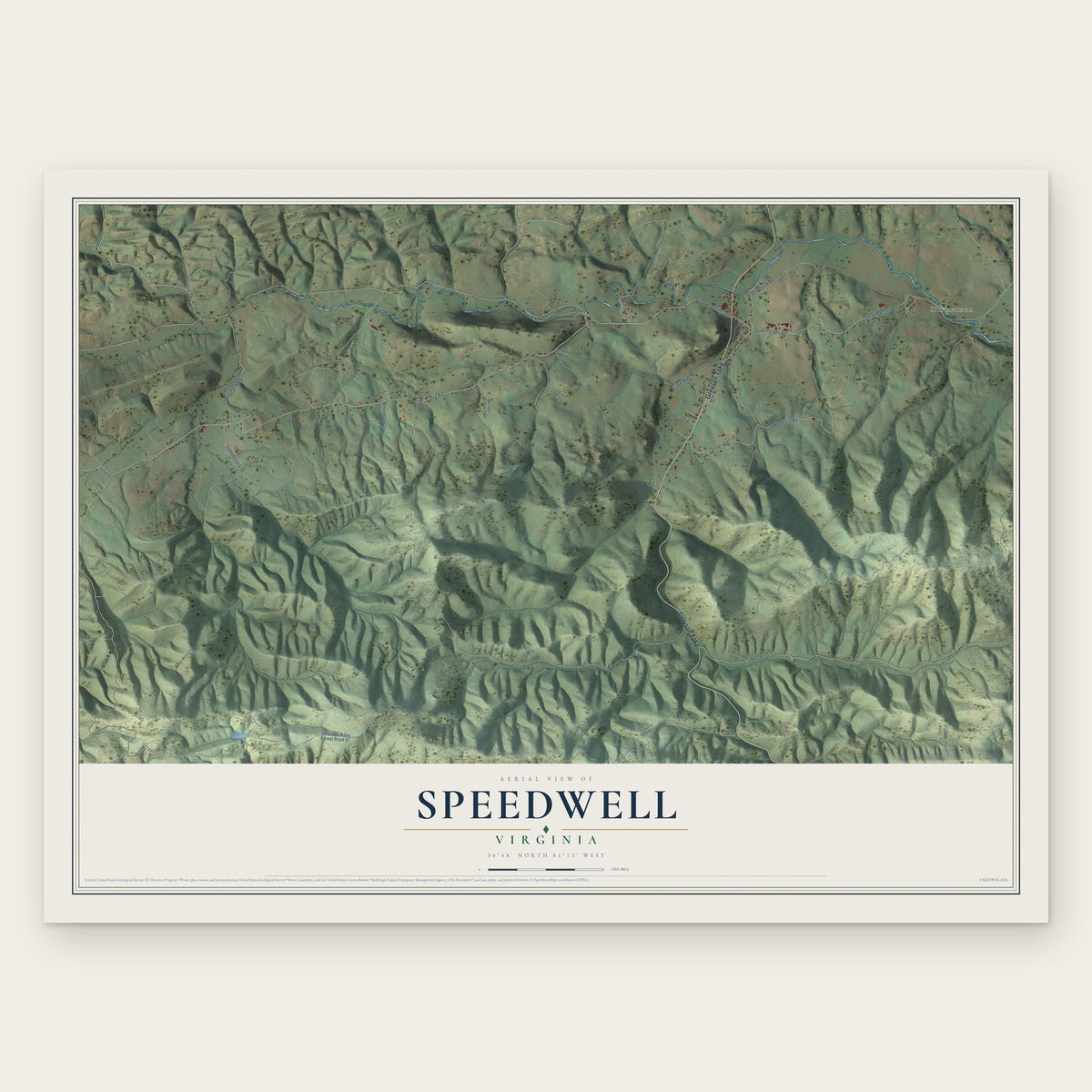 Speedwell, Virginia map print, the full design