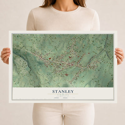 Map of Stanley, Virginia, 12 x 18 inch unframed archival matte print