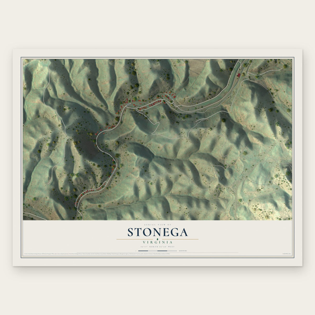 Stonega, Virginia map print, the full design