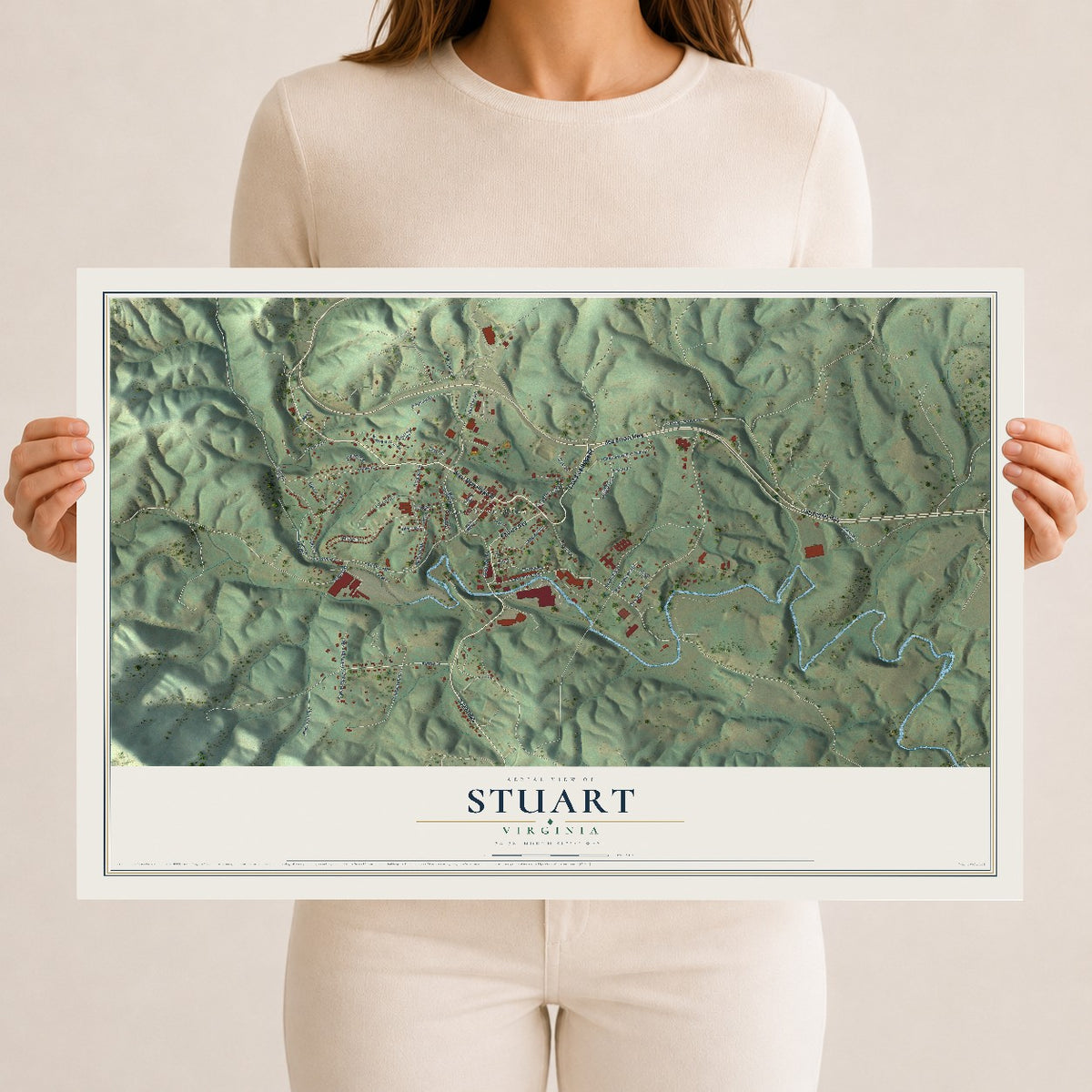 Map of Stuart, Virginia, 12 x 18 inch unframed archival matte print