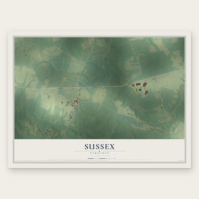 Sussex, Virginia map print, the full design