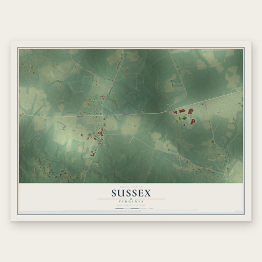 Sussex, Virginia map print, the full design