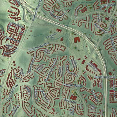 Close-up of the map of Sycolin, Virginia print showing street and building detail