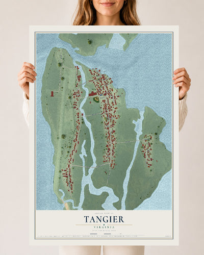Map of Tangier, Virginia, 24 x 36 inch unframed archival matte print