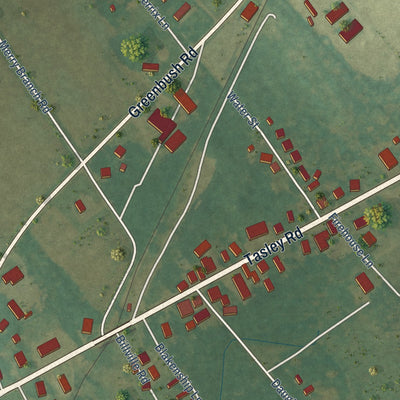 Close-up of the map of Tasley, Virginia print showing street and building detail