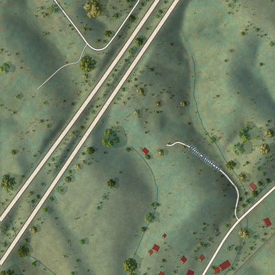 Second close-up of the map of Troutville, Virginia print showing more streets and buildings