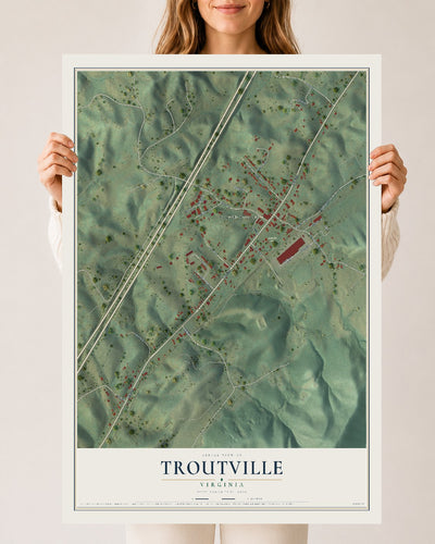 Map of Troutville, Virginia, 24 x 36 inch unframed archival matte print