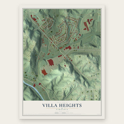 Villa Heights, Virginia map print, the full design