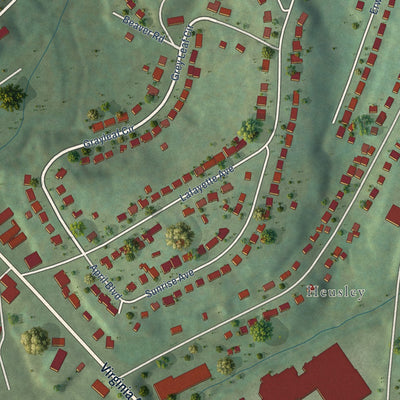 Close-up of the map of Villa Heights, Virginia print showing street and building detail