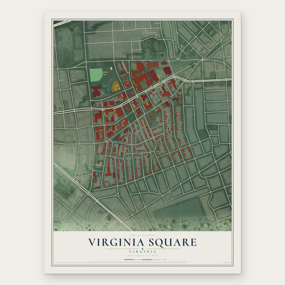 Virginia Square, Virginia map print, the full design