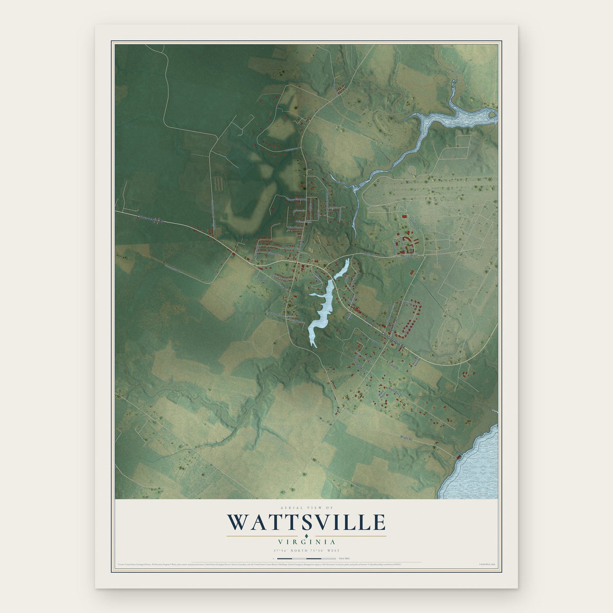 Wattsville, Virginia map print, the full design