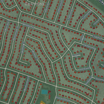 Close-up of the map of Waynewood, Virginia print showing street and building detail