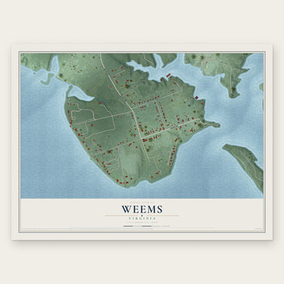 Weems, Virginia map print, the full design
