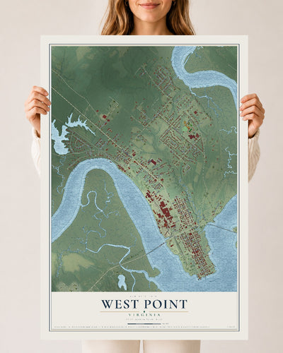 Map of West Point, Virginia, 24 x 36 inch unframed archival matte print