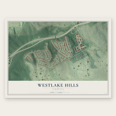 Westlake Hills, Virginia map print, the full design