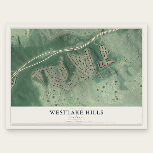 Westlake Hills, Virginia map print, the full design
