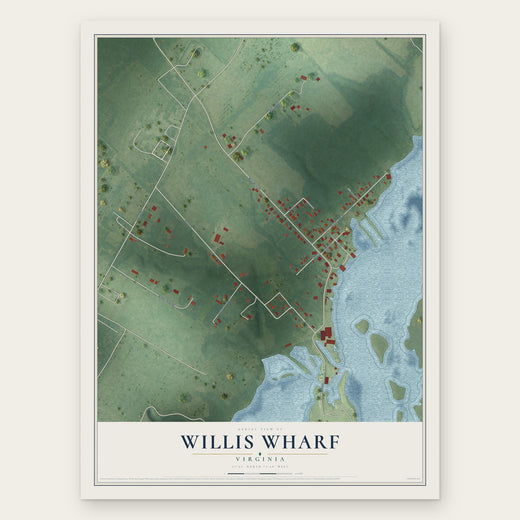 Willis Wharf, Virginia map print, the full design