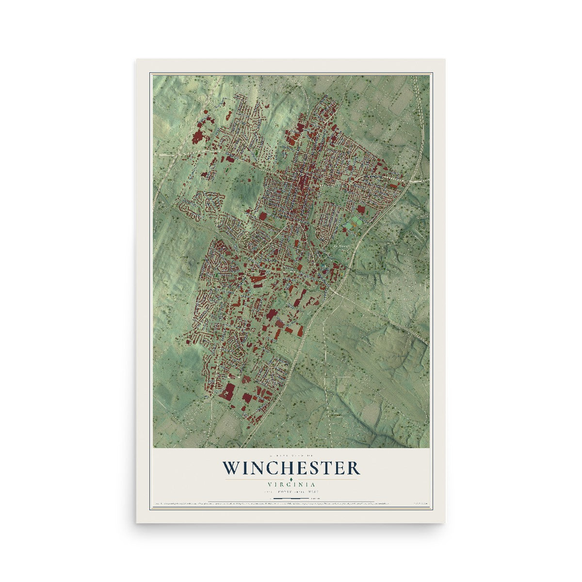Map of Winchester, Virginia, 12 x 18 inch unframed archival matte print
