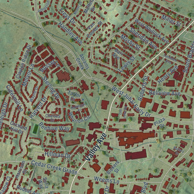 Second close-up of the map of Winchester, Virginia print showing more streets and buildings