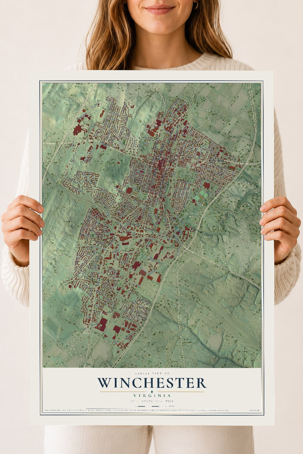 Map of Winchester, Virginia, 18 x 24 inch unframed archival matte print