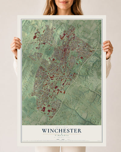 Map of Winchester, Virginia, 24 x 36 inch unframed archival matte print