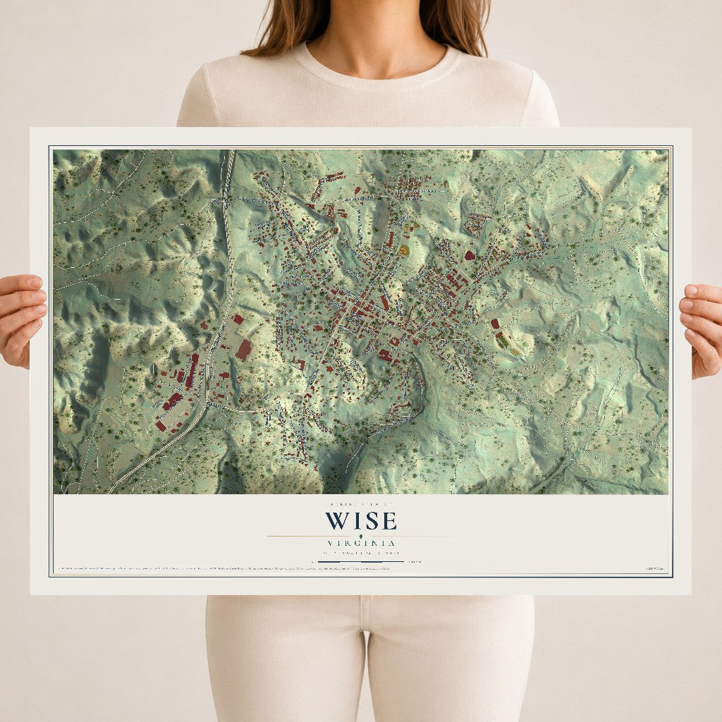 Map of Wise, Virginia, 18 x 24 inch unframed archival matte print