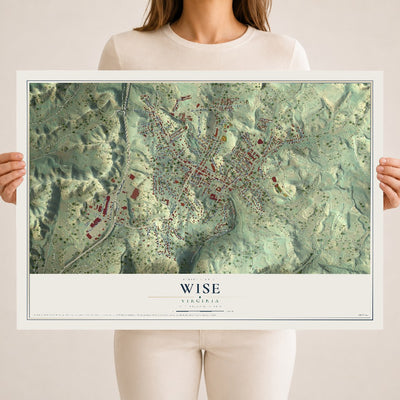 Map of Wise, Virginia, 18 x 24 inch unframed archival matte print